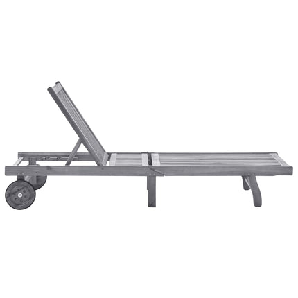 Sunlounger Grey Solid Acacia wood, 100% polyester fabric 78.7in