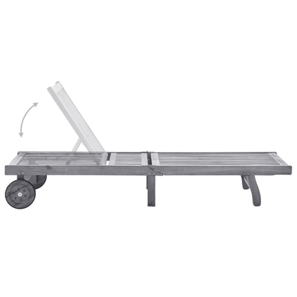 Sunlounger Grey Solid Acacia wood, 100% polyester fabric 78.7in
