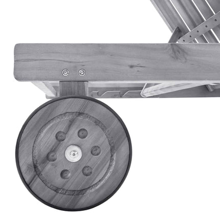 Sunlounger Grey Solid Acacia wood, 100% polyester fabric 78.7in
