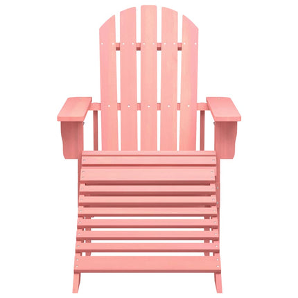 Patio Adirondack Chair with Ottoman Solid Fir Wood Pink