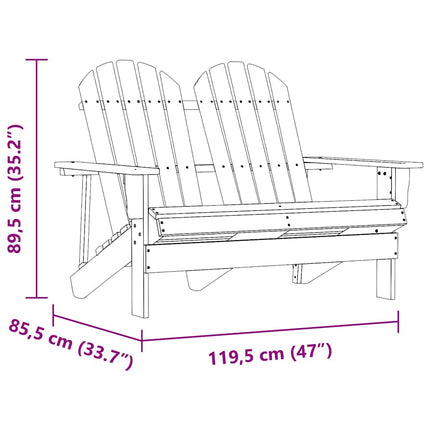 2-Seater Patio Adirondack Chair Solid Wood Fir