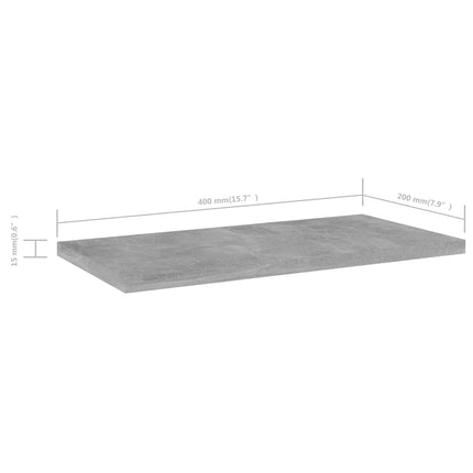 Bookshelf Boards 4 pcs Concrete Gray 15.7"x7.9"x0.6" Engineered Wood