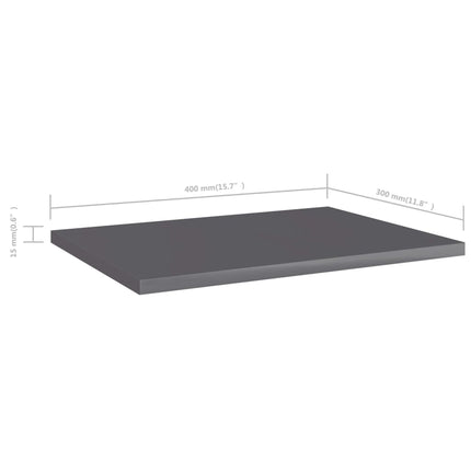 Bookshelf Boards 4 pcs High Gloss Gray 15.7"x11.8"x0.6" Engineered Wood
