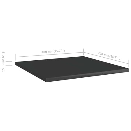Bookshelf Boards 4 pcs High Gloss Black 15.7"x15.7"x0.6" Engineered Wood