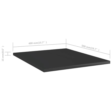 Bookshelf Boards 8 pcs High Gloss Black 15.7"x19.7"x0.6" Engineered Wood