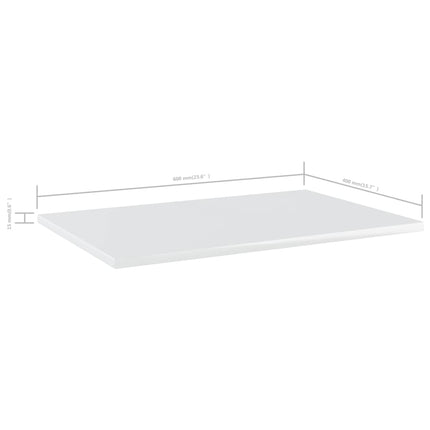 Bookshelf Boards 8 pcs High Gloss White 23.6"x15.7"x0.6" Engineered Wood