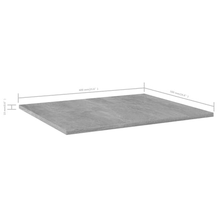 Bookshelf Boards 8 pcs Concrete Gray 23.6"x19.7"x0.6" Engineered Wood