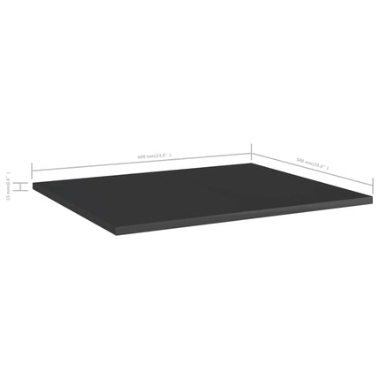 Bookshelf Boards 8 pcs High Gloss Black 23.6"x19.7"x0.6" Engineered Wood