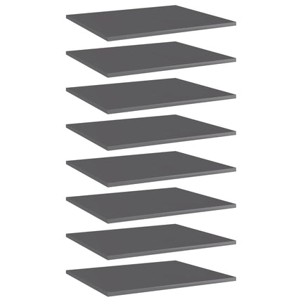 Bookshelf Boards 8 pcs High Gloss Gray 23.6"x19.7"x0.6" Engineered Wood