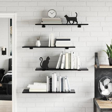 Bookshelf Boards 8 pcs High Gloss Black 31.5"x11.8"x0.6" Engineered Wood