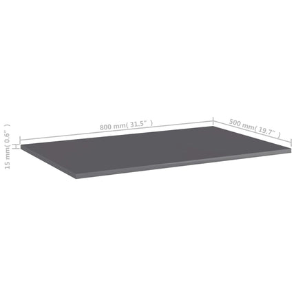 Bookshelf Boards 4 pcs High Gloss Gray 31.5"x19.7"x0.6" Engineered Wood