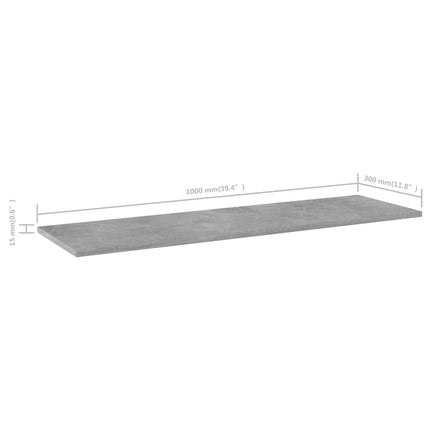 Bookshelf Boards 8 pcs Concrete Gray 39.4"x11.8"x0.6" Engineered Wood