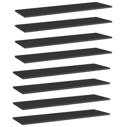 Bookshelf Boards 8 pcs High Gloss Black 39.4"x11.8"x0.6" Engineered Wood