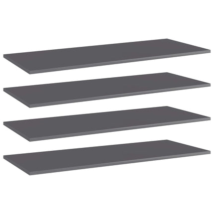 Bookshelf Boards 4 pcs High Gloss Gray 39.4"x15.7"x0.6" Engineered Wood