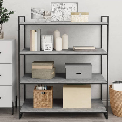 Bookshelf Boards 4 pcs Concrete Gray 39.4"x19.7"x0.6" Engineered Wood