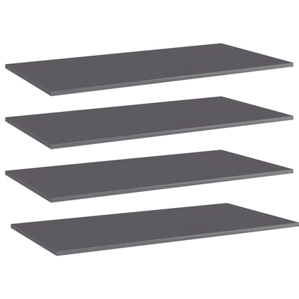 Bookshelf Boards 4 pcs High Gloss Gray 39.4"x19.7"x0.6" Engineered Wood