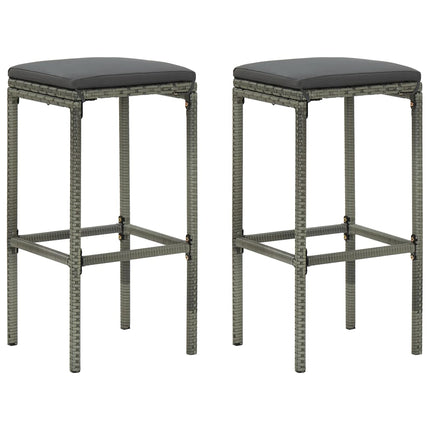 3 Piece Patio Bar Set with Cushions Poly Rattan Gray
