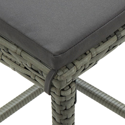 3 Piece Patio Bar Set with Cushions Poly Rattan Gray