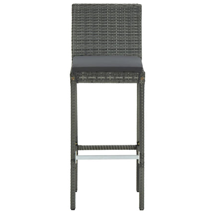 3 Piece Patio Bar Set with Cushions Poly Rattan Gray