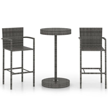 3 Piece Patio Bar Set Poly Rattan Gray