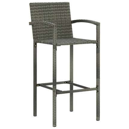 3 Piece Patio Bar Set Poly Rattan Gray