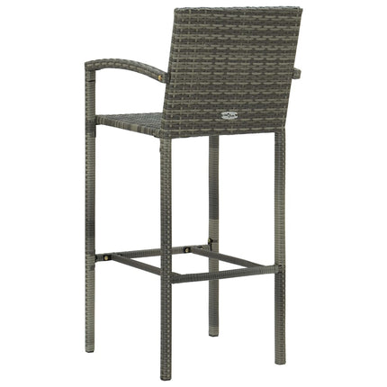 3 Piece Patio Bar Set Poly Rattan Gray