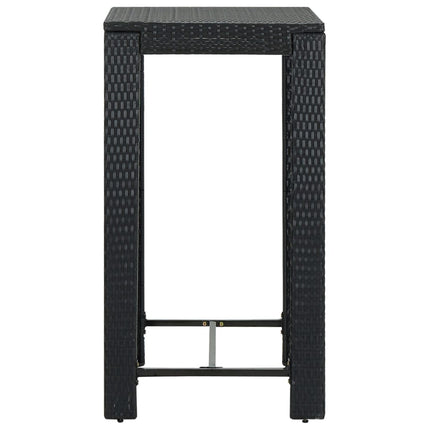 3 Piece Patio Bar Set with Cushions Poly Rattan Black