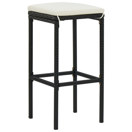 3 Piece Patio Bar Set with Cushions Poly Rattan Black