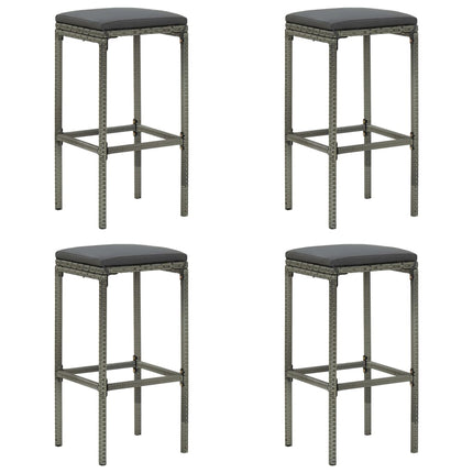 5 Piece Patio Bar Set with Cushions Poly Rattan Gray