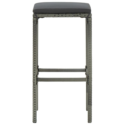 7 Piece Patio Bar Set with Cushions Poly Rattan Gray