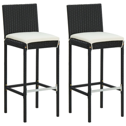 3 Piece Patio Bar Set with Cushions Poly Rattan Black