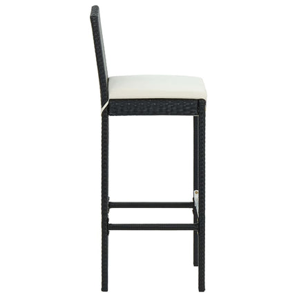 3 Piece Patio Bar Set with Cushions Poly Rattan Black