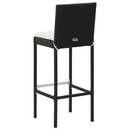 3 Piece Patio Bar Set with Cushions Poly Rattan Black