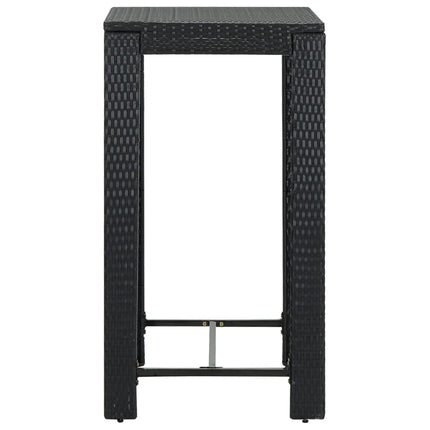 5 Piece Patio Bar Set with Cushions Poly Rattan Black