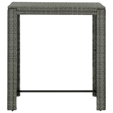 5 Piece Patio Bar Set with Cushions Poly Rattan Gray