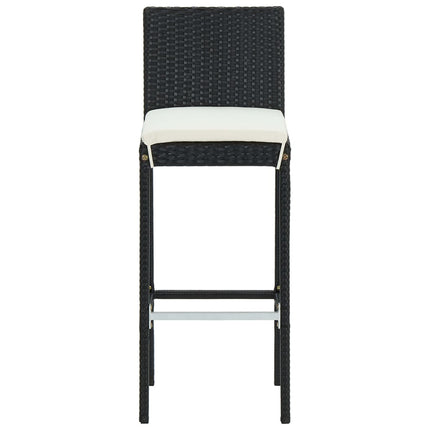 7 Piece Patio Bar Set with Cushions Poly Rattan Black