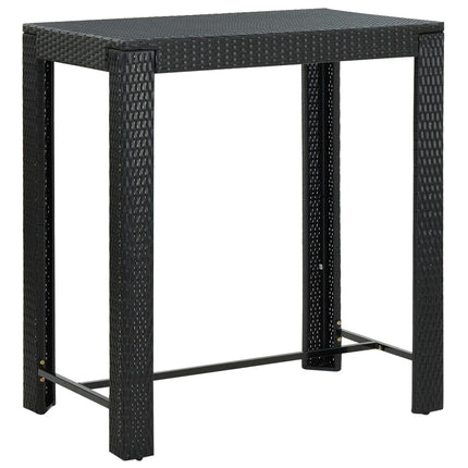 7 Piece Patio Bar Set with Cushions Poly Rattan Black