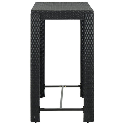 7 Piece Patio Bar Set with Cushions Poly Rattan Black