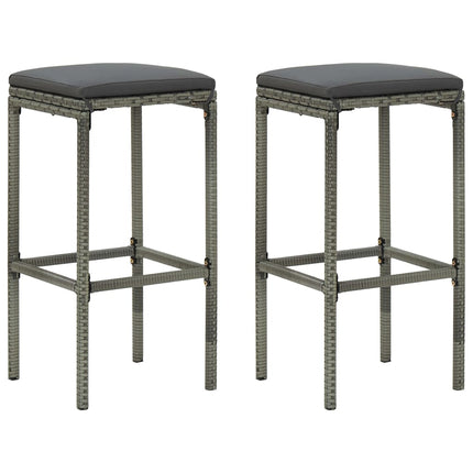 3 Piece Patio Bar Set with Cushions Poly Rattan Gray