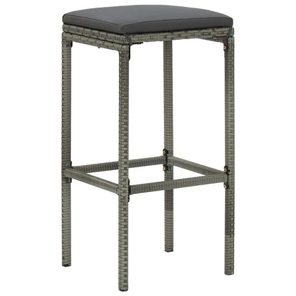 3 Piece Patio Bar Set with Cushions Poly Rattan Gray