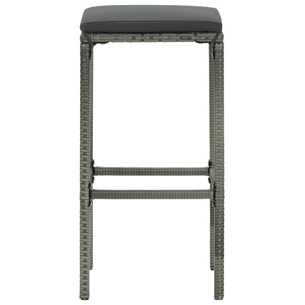 3 Piece Patio Bar Set with Cushions Poly Rattan Gray