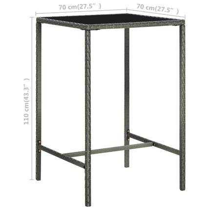 3 Piece Patio Bar Set with Cushions Poly Rattan Gray