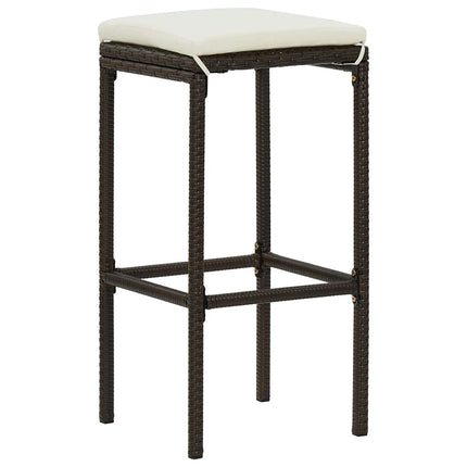 5 Piece Patio Bar Set with Cushions Poly Rattan Brown
