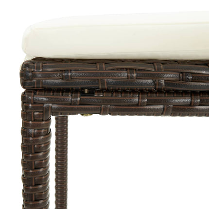 5 Piece Patio Bar Set with Cushions Poly Rattan Brown