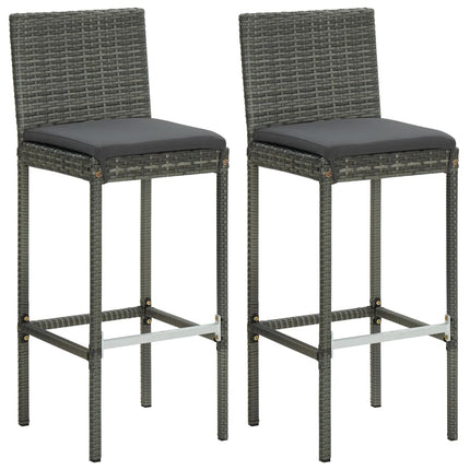 3 Piece Patio Bar Set with Cushions Poly Rattan Gray