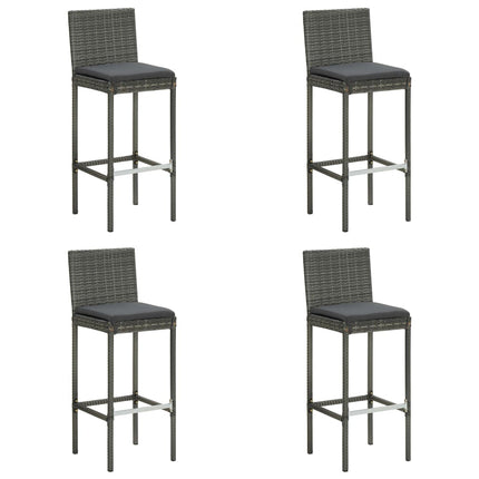 5 Piece Patio Bar Set with Cushions Poly Rattan Gray