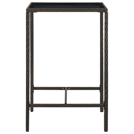 3 Piece Patio Bar Set Poly Rattan Brown