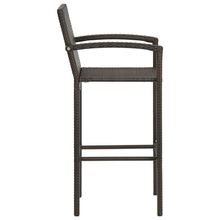 3 Piece Patio Bar Set Poly Rattan Brown