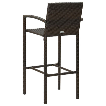 3 Piece Patio Bar Set Poly Rattan Brown