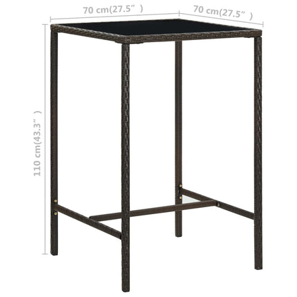 3 Piece Patio Bar Set Poly Rattan Brown
